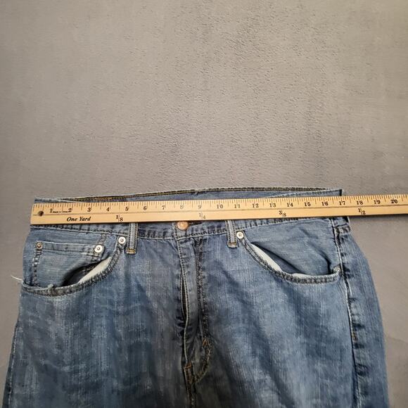 Levi's 505 Jeans Mens 34x26 Blue Regular Fit Straight Leg Distressed Denim - Picture 9 of 12
